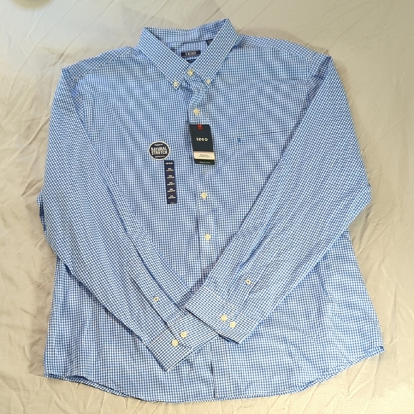 NEW Izod Blue Casual Button Down Shirt - Picture 1 of 12